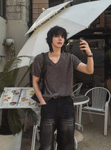 [1+1]Robert Velour V-neck short sleeve T-shirt