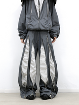 RELABEL (Split Dream) Multi-Zip Reversible Patchwork Adjustable Multi-Style Wear Cut-Out Four-Zip Patchwork Sweatpants