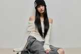 Cowl-neck Open Shoulder Tee_Ivory