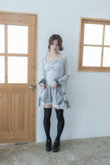 ribbon sleeve cardigan(gray)