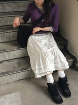 Myael Frill Shirring Tiered Midi Skirt
