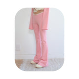 stripe boot cut pants red