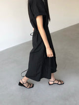 Jeure Wrap Roll-up Short Sleeve Long Dress