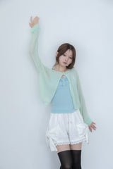 ribbon sleeve cardigan(mint)
