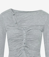 Jelly Button Asymmetric Ruched Top
