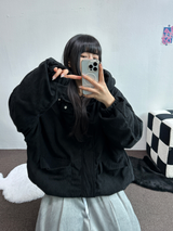 インナーフリースコーデュロイビッグフードジッパー🩶🖤 - 2カラー