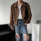 Chen Semi-cropped button suede jacket (3 colors)