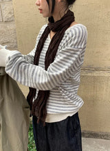 26FW★ [BAONHAUS] Sevnin Stripe V-Neck Knit