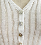 Hennua Half-Button See-Through Ribbed Cardigan
