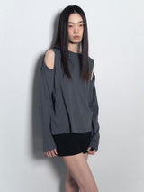 Hole Sleeve Top_Charcoal