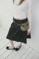 cut out wrap pleated skirt