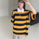 ワズバブルガムストライプカラー半袖Tシャツ
