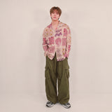 ethnic paisley open collar shirt_purple