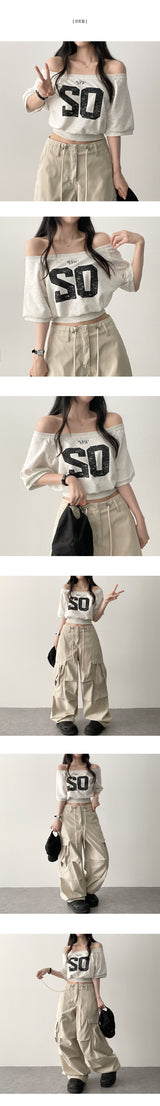 Bner No. Shoulder Unbalanced Short Sleeve T-shirt