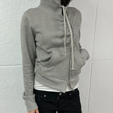 RIGHE UNBALANCE HOODED ZIP-UP GREY