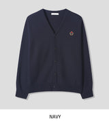 Clash waffle embroidery v-neck cardigan