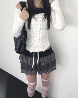 ストライプフリルカンカンスカート