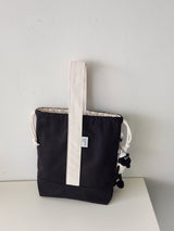 Simple line mini string pouch bag - black