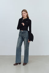 SUEDE STRING SHOULDER BAG - BLACK
