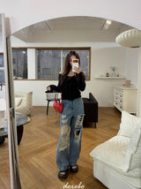 Black Off-Shoulder Cover Long Sleeve T-Shirt