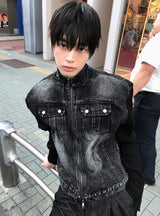 ブラックデニムニットジャケット