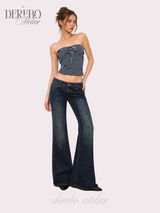deep blue flow bootcut denim pants, regular (LONG)