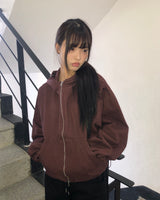 ポンピグメントウォッシュド2wayクロップフーディジップアップ