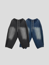 Side tuck big wide balloon denim