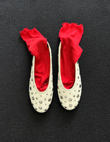 stud leather flat shoes (lvory)