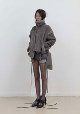 Detachable Fur Shearling Jacket / Charcoal