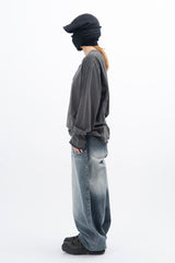 モリアンヘンリーネックダイイングロングスリーブTシャツ