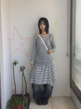 flared check skirt
