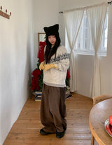 25FW★ [BAONHAUS] セルンカラーマッチングコーデュロイワイドパンツ