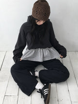 Plaid Frill Hoodie Tee