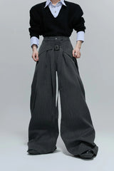 Deconstructed Striped Wide Leg Trousers