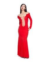 Red Reversible Lace-Up Detachable Flower Dress