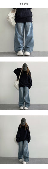 [3 Tier length] [S–2XL] NAKIN Pintuck Washed Wide Denim Pants