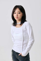 LISE SHIRRING TOP / WHITE