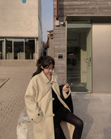 Wool buckle long coat