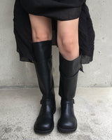Washing leather buckle long boots