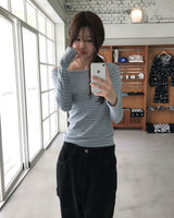 ストライプボートネックT