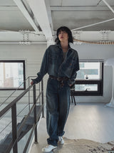 クシバックバンドバルーンデニムパンツ
