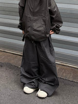 back code cotton wide pants