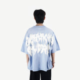 HIERARCHY STUDIOS TMTNW - ブルーバーンアウトワイドオーバーサイズTシャツ
