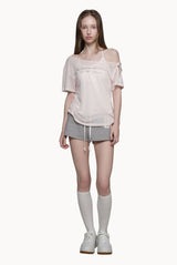Powder sheer ribbon top, Baby Pink