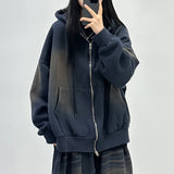 cat brush fleece hood zip-up