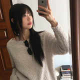 モピンシックルーズフィットボートネックオフショルダーニット