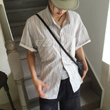 Lukin Bohemian Hippie Stripe Short Sleeve Shirt