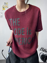 Cody Unai Big Letter Semi-Cropped Ribbed Knit T-Shirt 3color