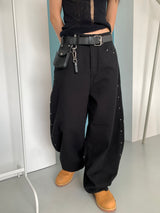 STUD BALLOON WIDE PANTS (2C)